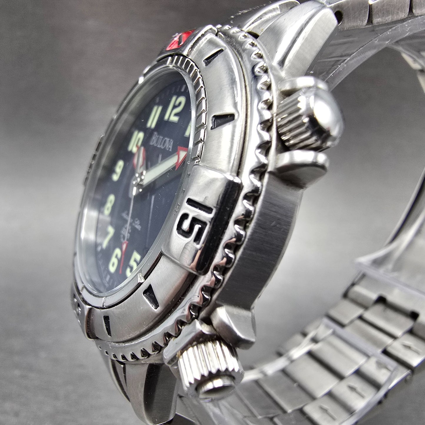 Bulova Marine Star Watch Men 38mm Blue Dial Silver Tone Date Round 96B40 PARTS3