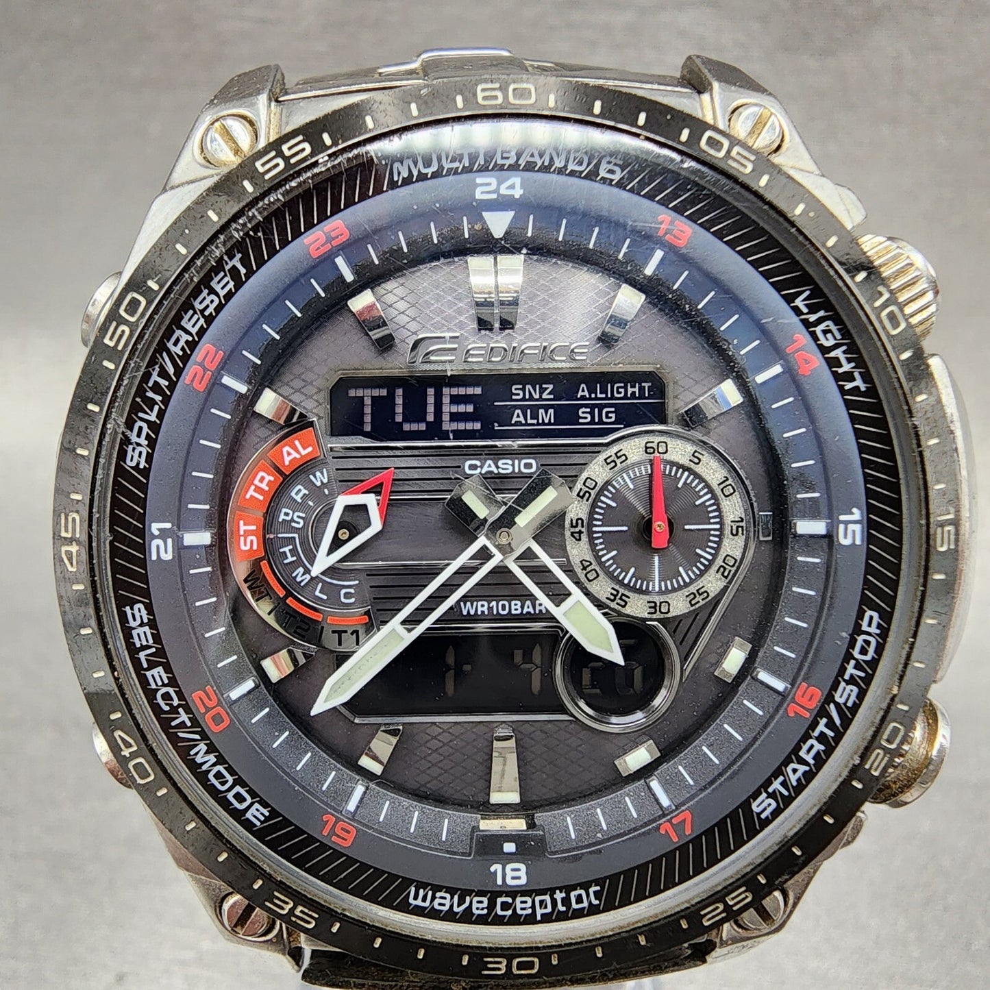 Casio Edifice MCWE300 Watch Men 48mm Black Dial Steel Solar Alarm Chrono Works1