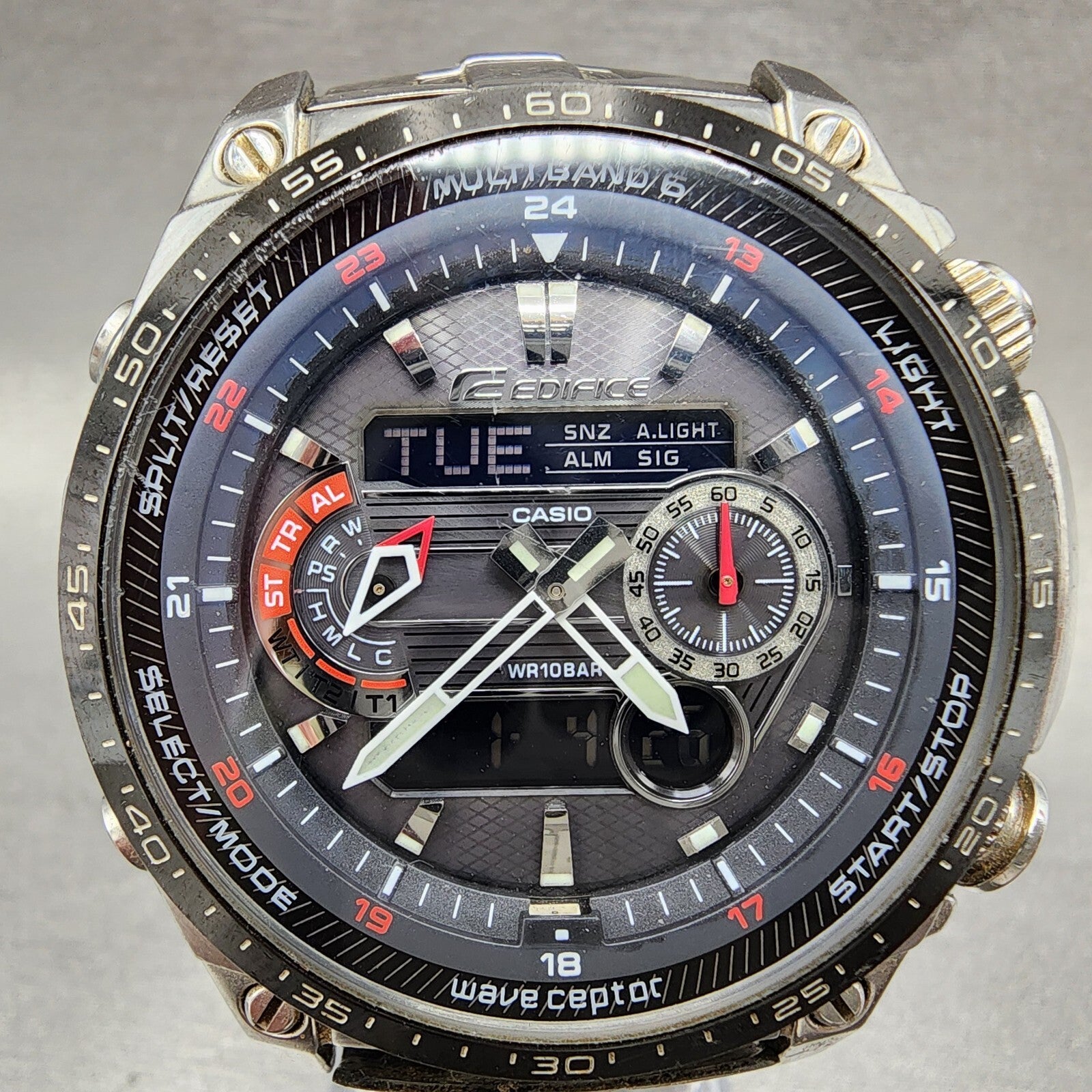 Casio Edifice MCWE300 Watch Men 48mm Black Dial Steel Solar Alarm Chrono Works1