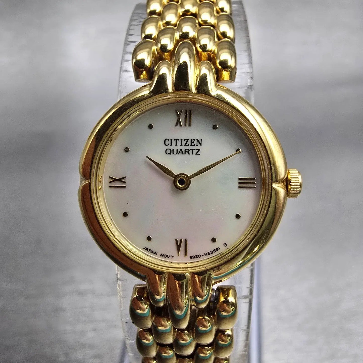 Citizen Watch Women 19mm MOP Dial Gold Tone Round 5920-S49677 New Battery VTG0