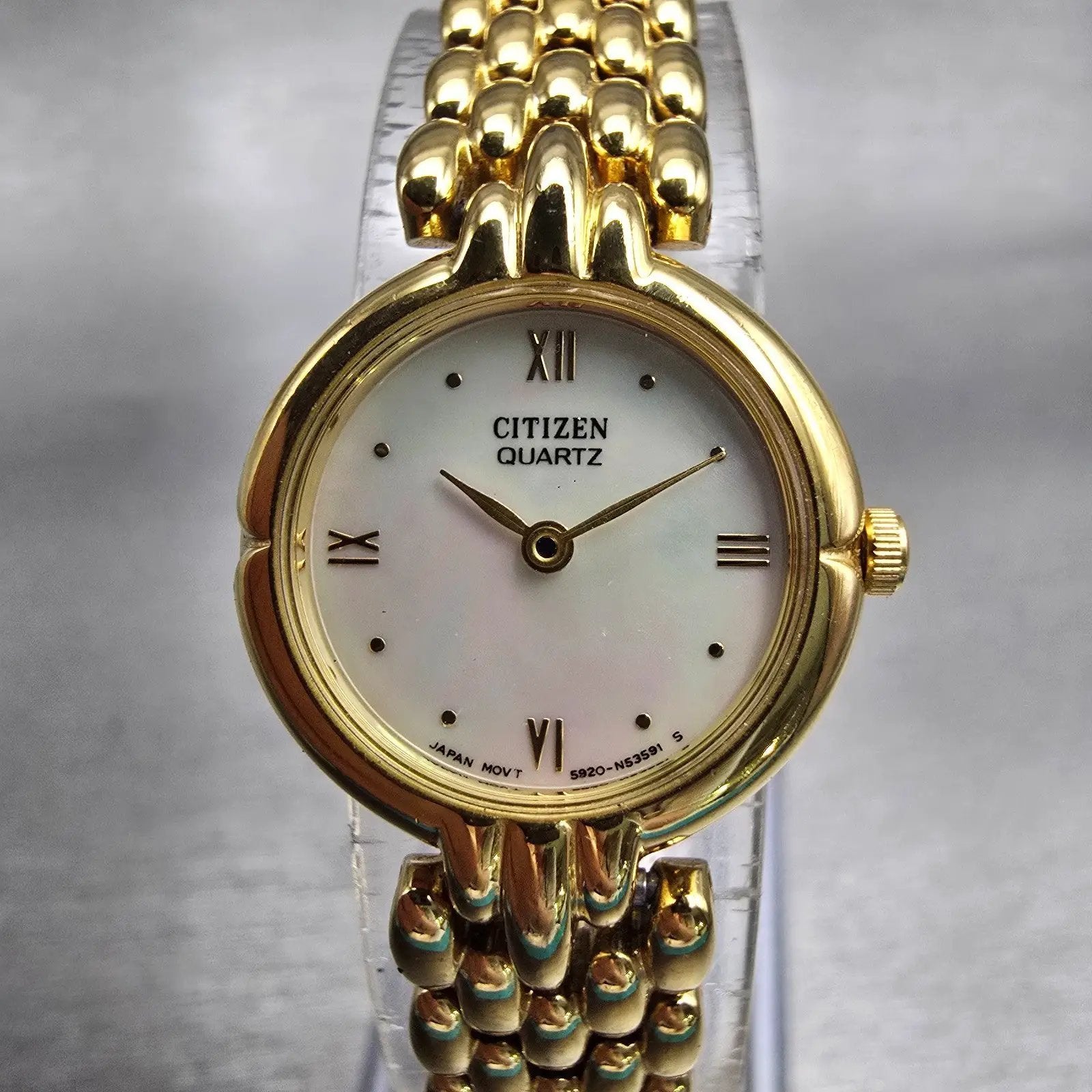 Citizen Watch Women 19mm MOP Dial Gold Tone Round 5920-S49677 New Battery VTG0