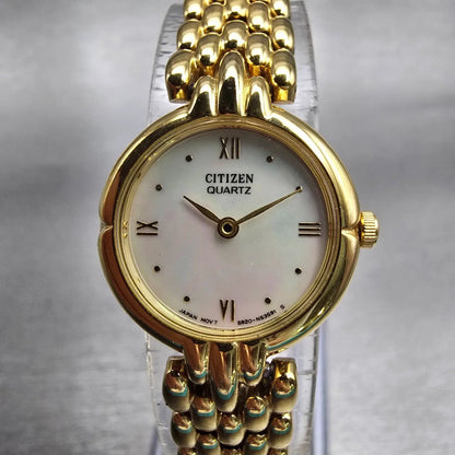 Citizen Watch Women 19mm MOP Dial Gold Tone Round 5920-S49677 New Battery VTG0