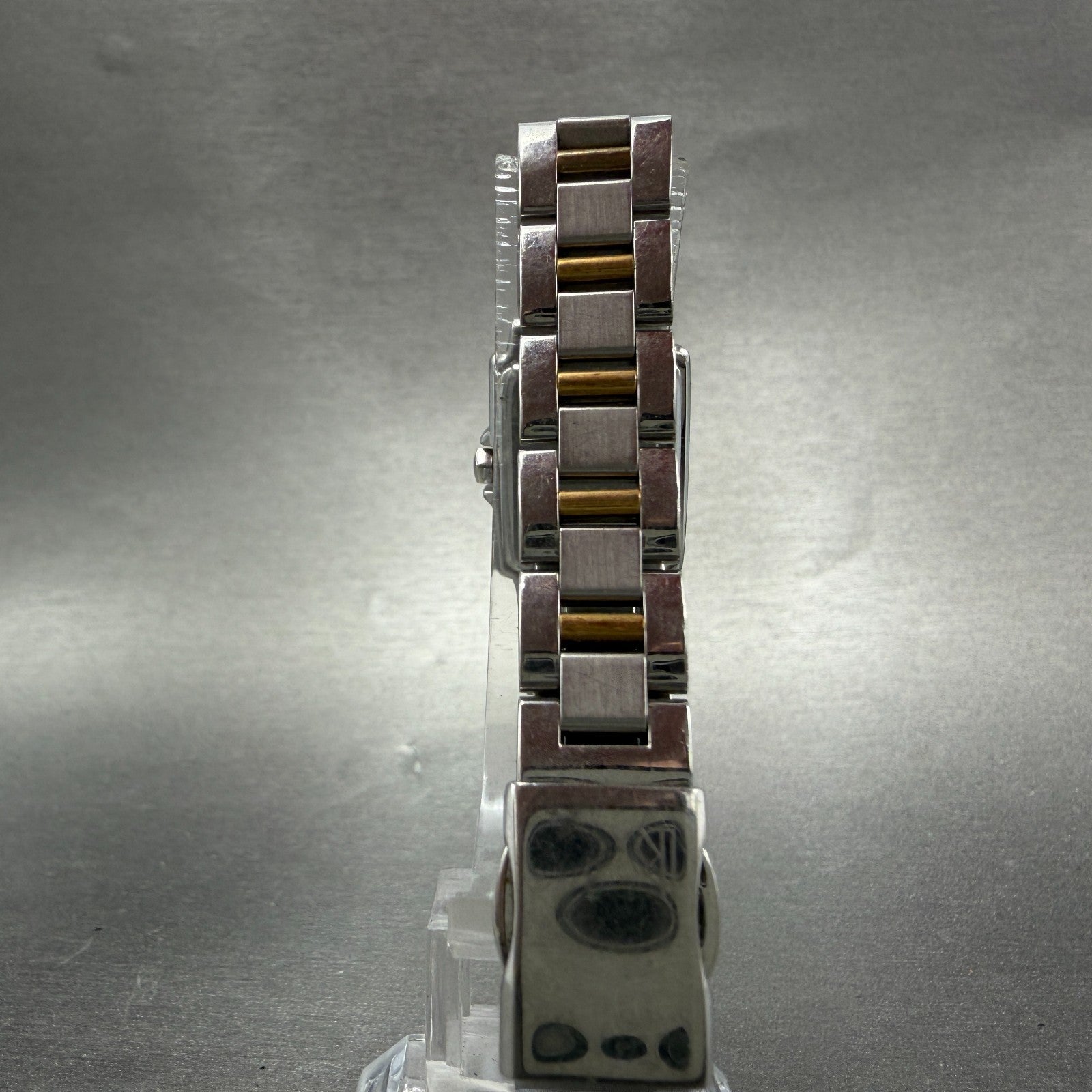 Seiko Solar Tank Watch Women 18mm White Dial Two Tone Rectangle Lukia Runs JN77