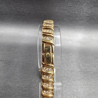Bulova Watch Women 17mm White Dial Gold Tone Oval Gemmed 97V23 New Battery7