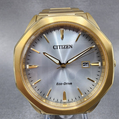 Citizen EcoDrive Corso Watch Men 40mm Silver Dial Gold Tone Date BM749257A1