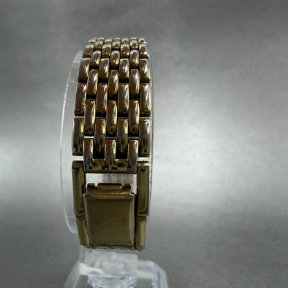 Seiko Tank Watch Women 18mm Champagne Dial Gold Tone V401-5650 New Battery VB7