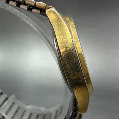 Pulsar Watch Men 34mm Champagne Dial Gold Tone Daydate Round V533-7a30 New Batt3