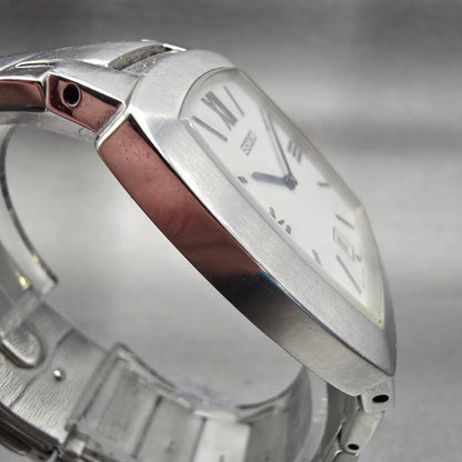 Seiko Watch Men 34mm White Dial Silver Tone Date Rectangle 7N39-0AS0 New Battery3