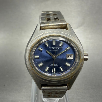 Citizen Automatic Watch Women 26mm Blue Dial Silver Tone Date 4-0690672 Runs0