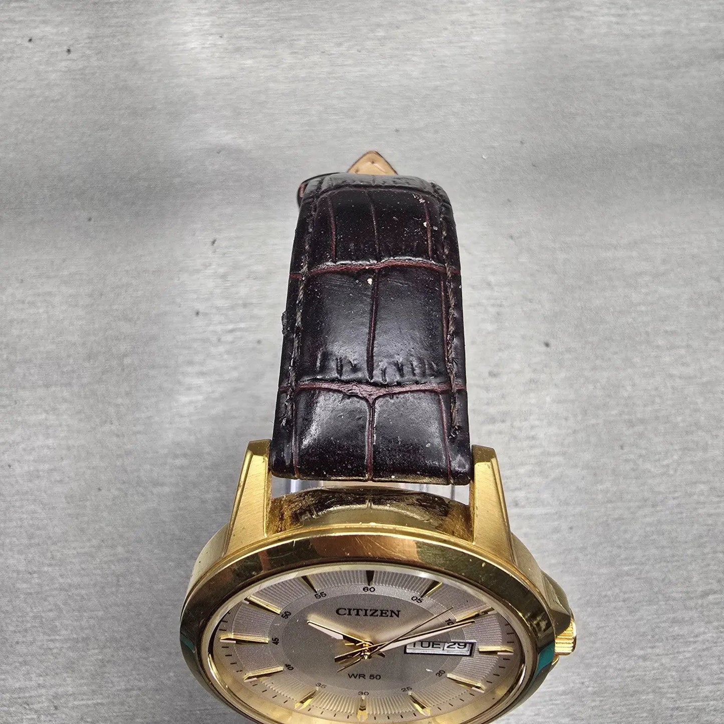 Citizen Watch Men 42mm Silver Dial Gold Tone Daydate Round 1502-S097835 New Batt4