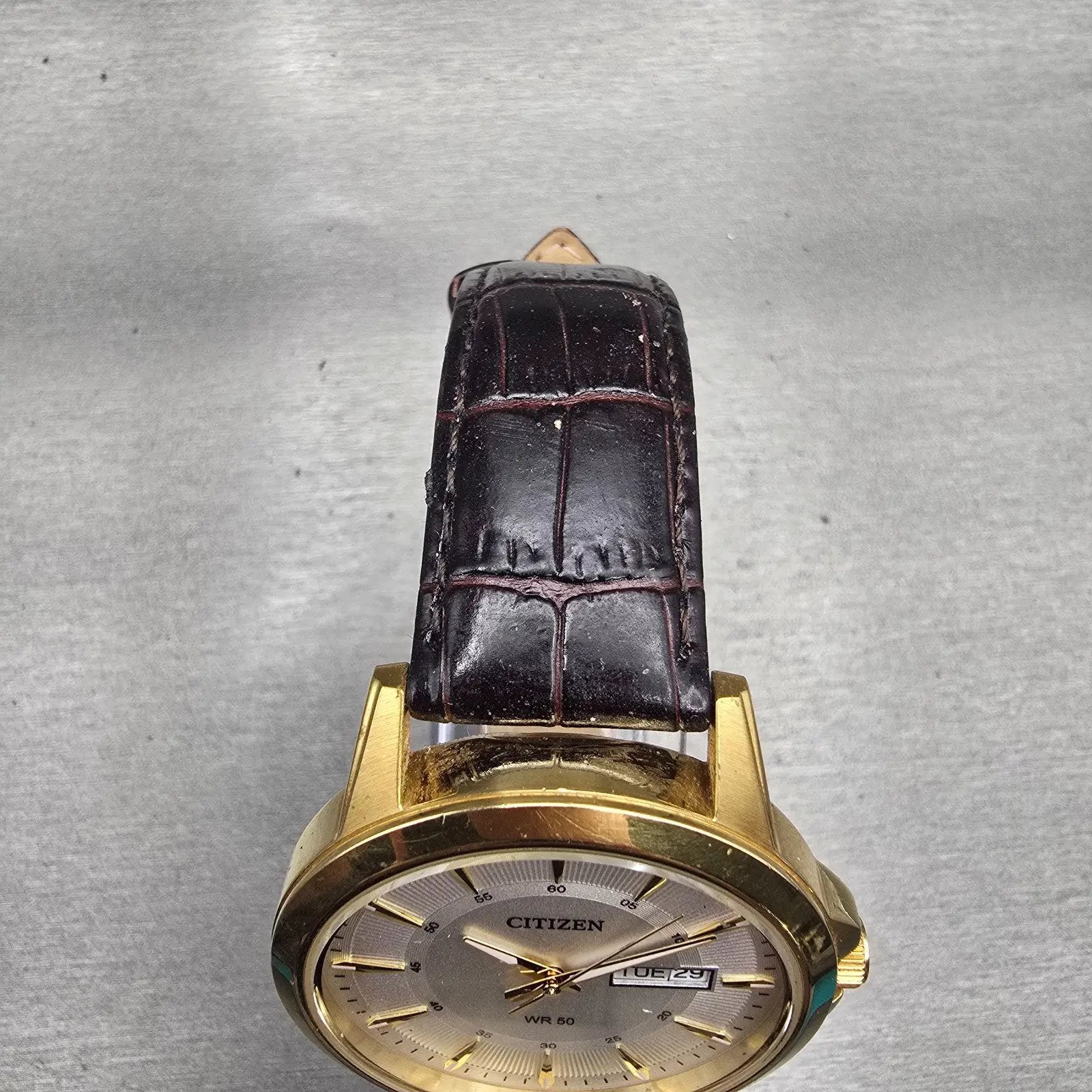 Citizen Watch Men 42mm Silver Dial Gold Tone Daydate Round 1502-S097835 New Batt4