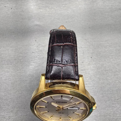 Citizen Watch Men 42mm Silver Dial Gold Tone Daydate Round 1502-S097835 New Batt4