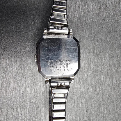 Seiko Watch Women 21mm Silver Dial Silver Tone Rectangle 2320-5119 New Battery10