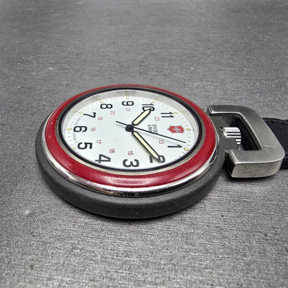Victorinox Swiss Army Pocket Watch Men 48mm White Dial Black Tone 24723 New BatK3
