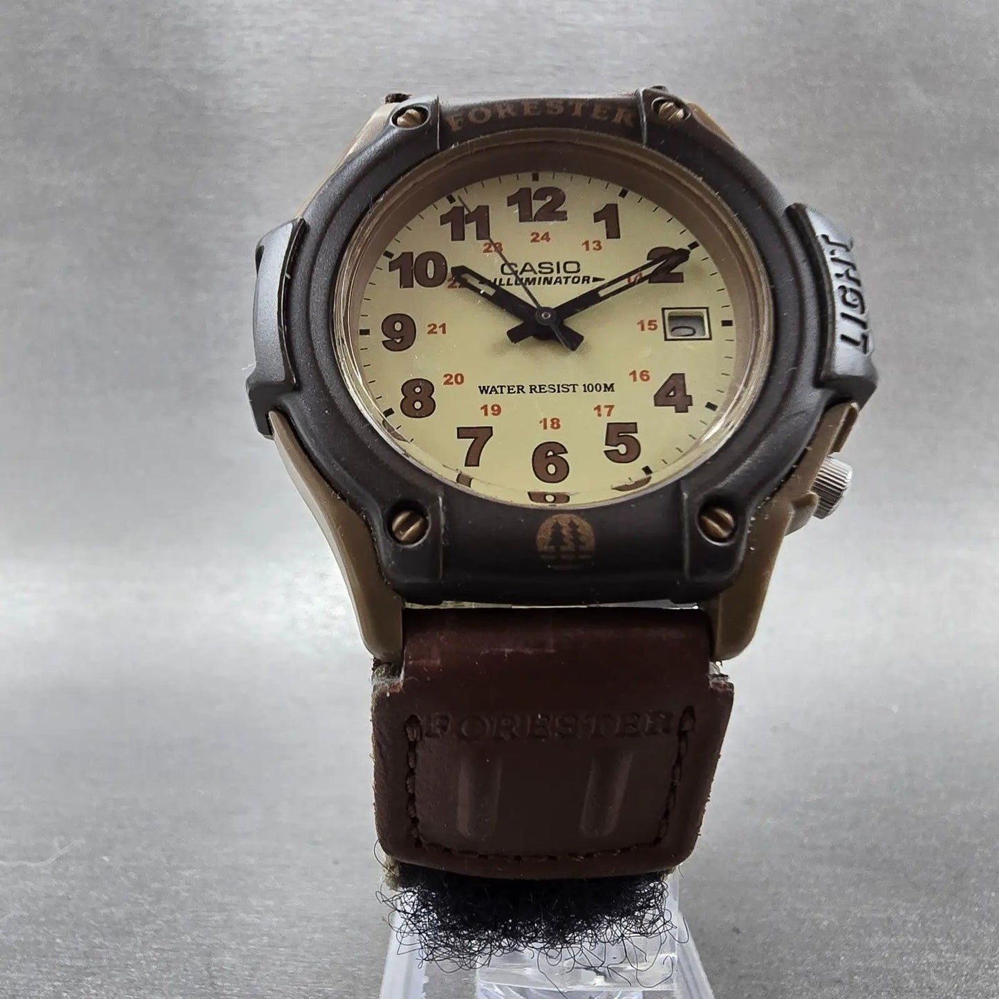 Casio FT-500 Watch Men 42mm Analog Digital Cream Dial Brown Case New Battery SRT5