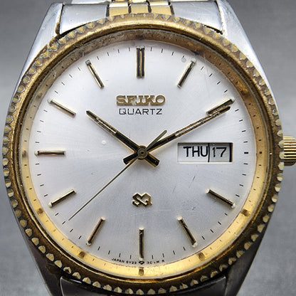 Seiko SQ President Watch Men 36mm Silver Dial Two Tone Daydate 5y23-8a61 PARTS