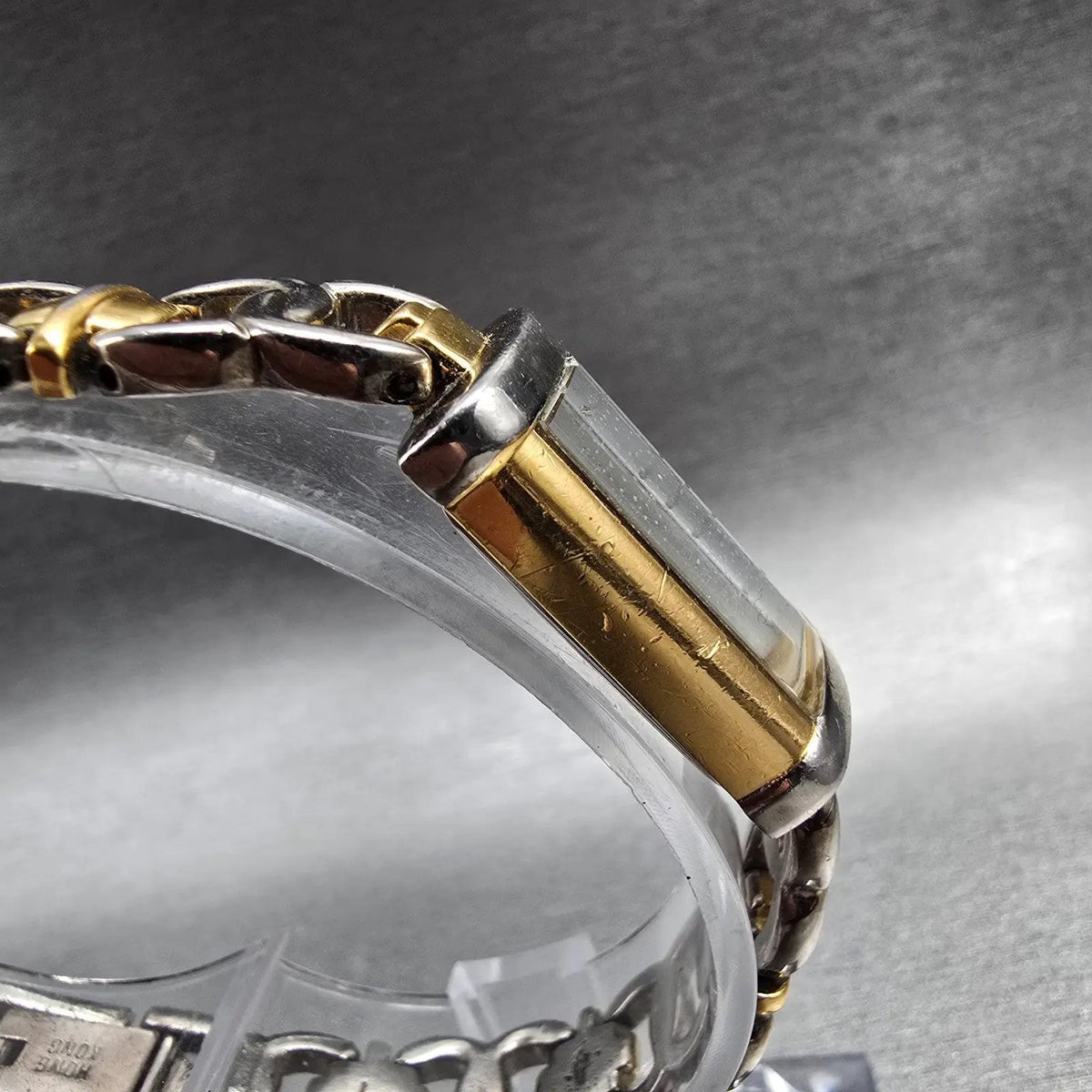 Bulova Watch Women 14mm White Dial Two Tone Rectangle 98T10 New Battery3