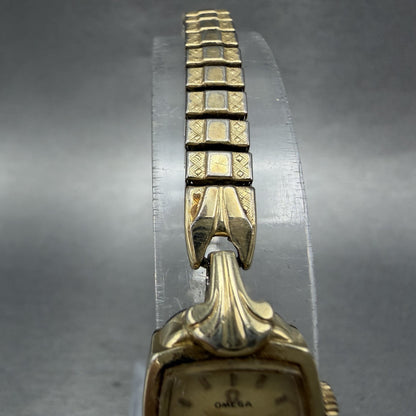 Omega Watch Women 15mm Cream Dial 14K Gold Filled Manual Wind Runs Caliber 4814