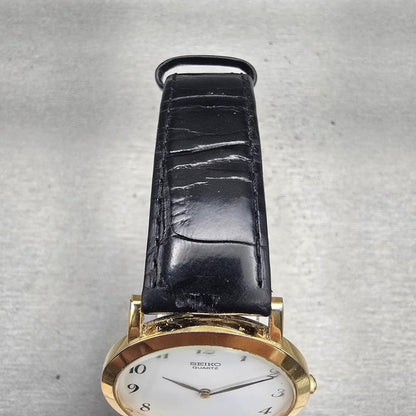 Seiko Watch Men 34mm White Dial Gold Tone Round 5Y94-8009 New Battery Vintage4