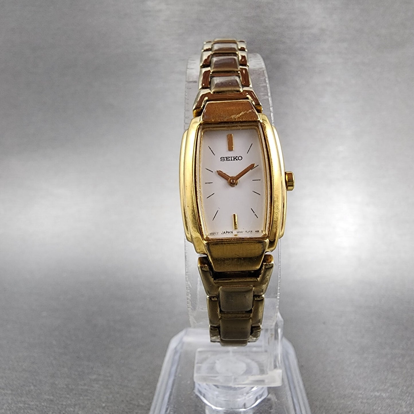Seiko Watch Women 16mm White Dial Gold Tone Rectangle 1N000GA0 New Battery5