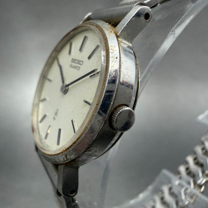 Seiko Watch Women 24mm White Dial Silver Tone Round 43-0070 New Battery Vintage2