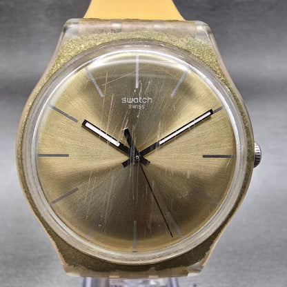 Swatch Golden Rebel Watch Men 41mm Gold Dial Gold Tone Round SUOZ119 New Battery1