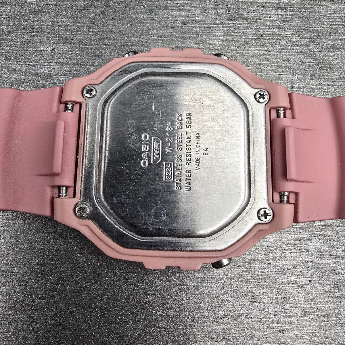 Casio Illuminator W-218H Digital Watch Men 43mm White Pink Chrono Alarm New Batt10