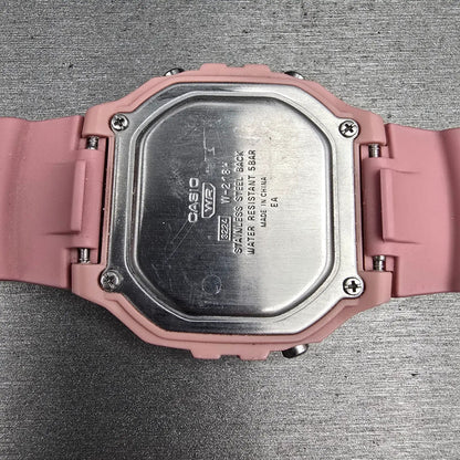Casio Illuminator W-218H Digital Watch Men 43mm White Pink Chrono Alarm New Batt10