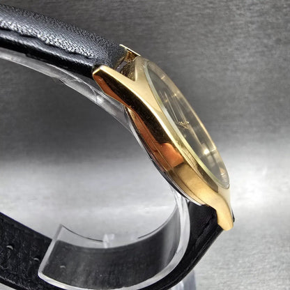 Citizen CQ Watch Men 32mm Black Dial Gold Tone Round 6031-K02716 New Battery JP4