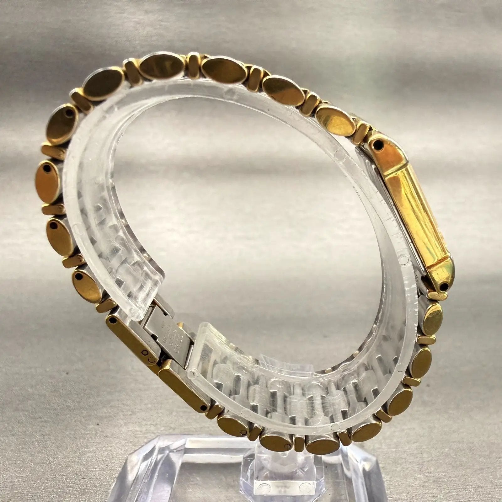 Seiko Watch Women 17mm Gold Dial Gold Tone Rectangle 2P20-5E60 New Battery VTG8