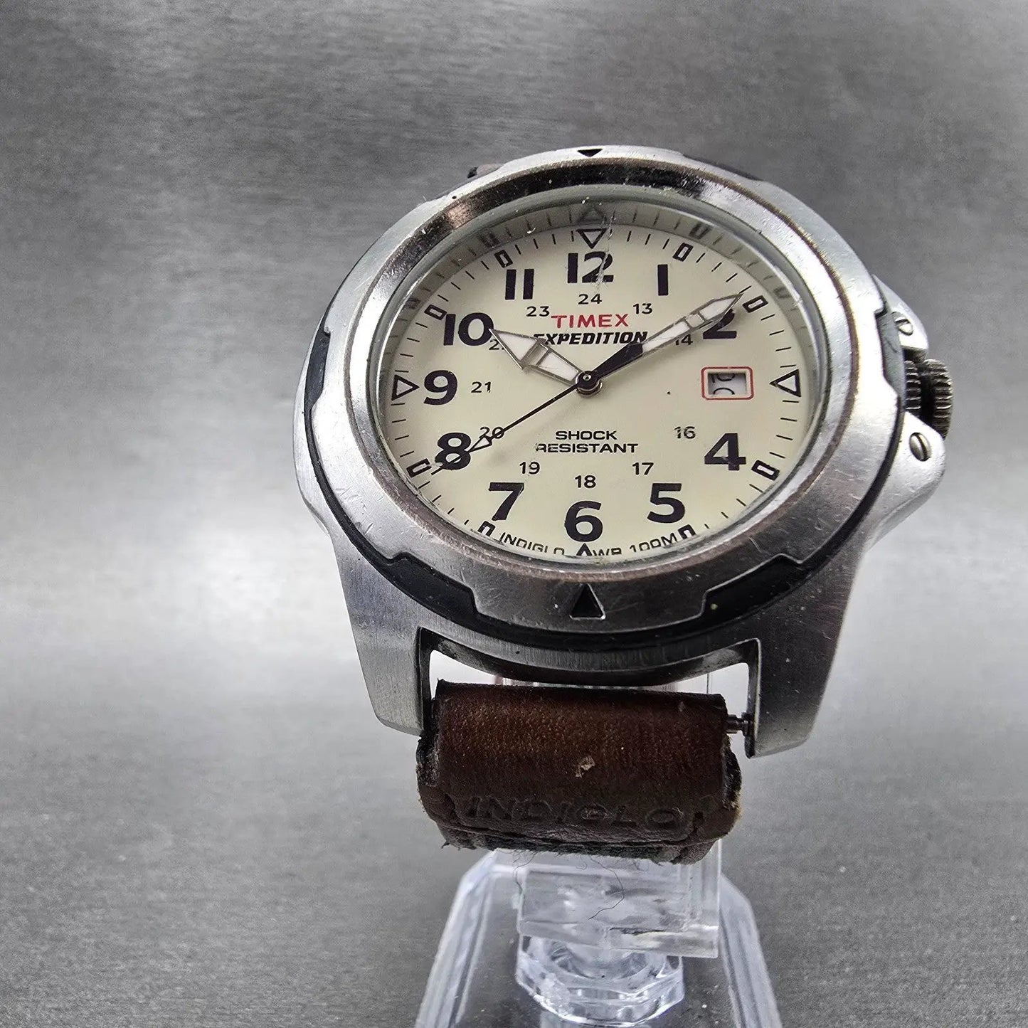 Timex Expedition Watch Men 41mm White Dial Silver Tone Date T49261 New Battery J5