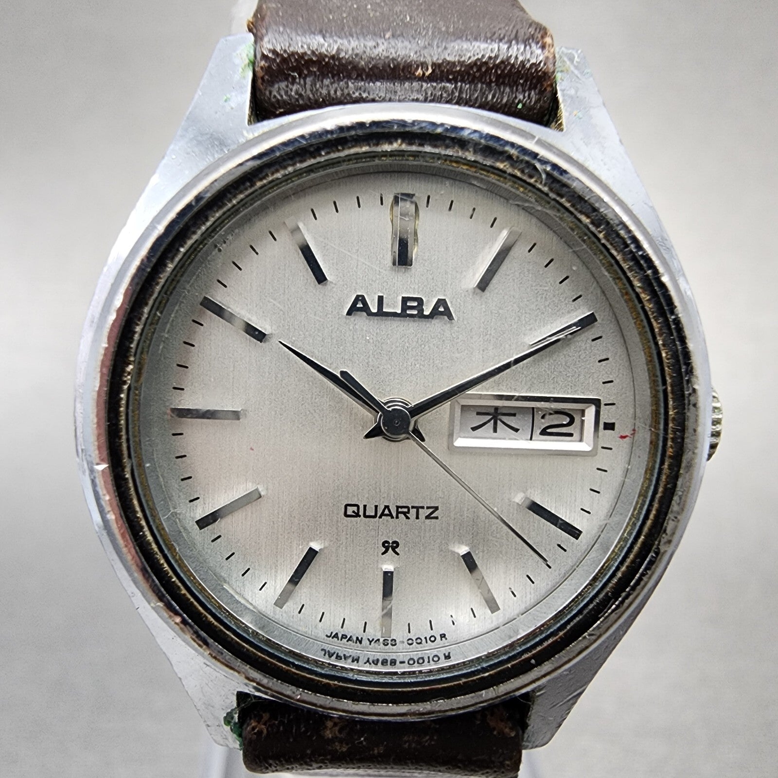 VTG Seiko Alba Watch Women 25mm Silver Dial Silver Tone Daydate Round New Batt1