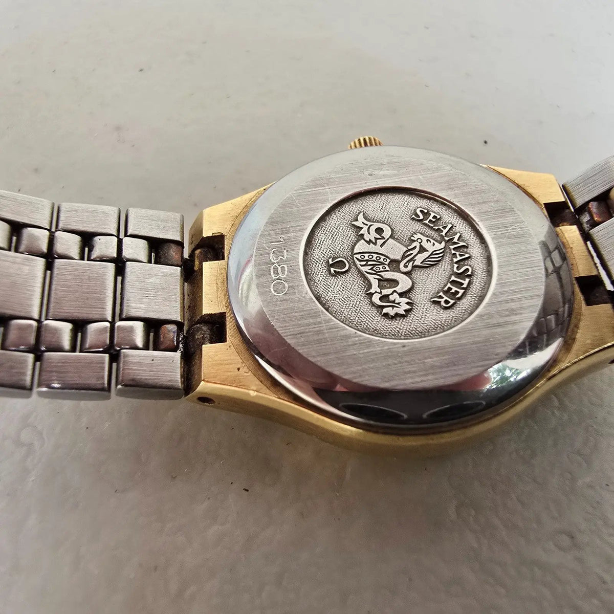 Omega Seamaster Watch Women 22mm Gold Dial Gold Tone Date Round 1380 New Battery9