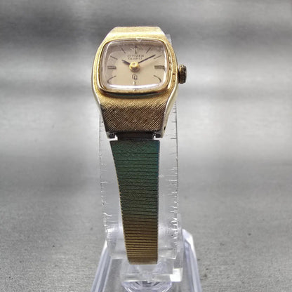 Citizen CQ Watch Women 16mm Champagne Dial Gold Tone Oval 3220-891422 New Batt5
