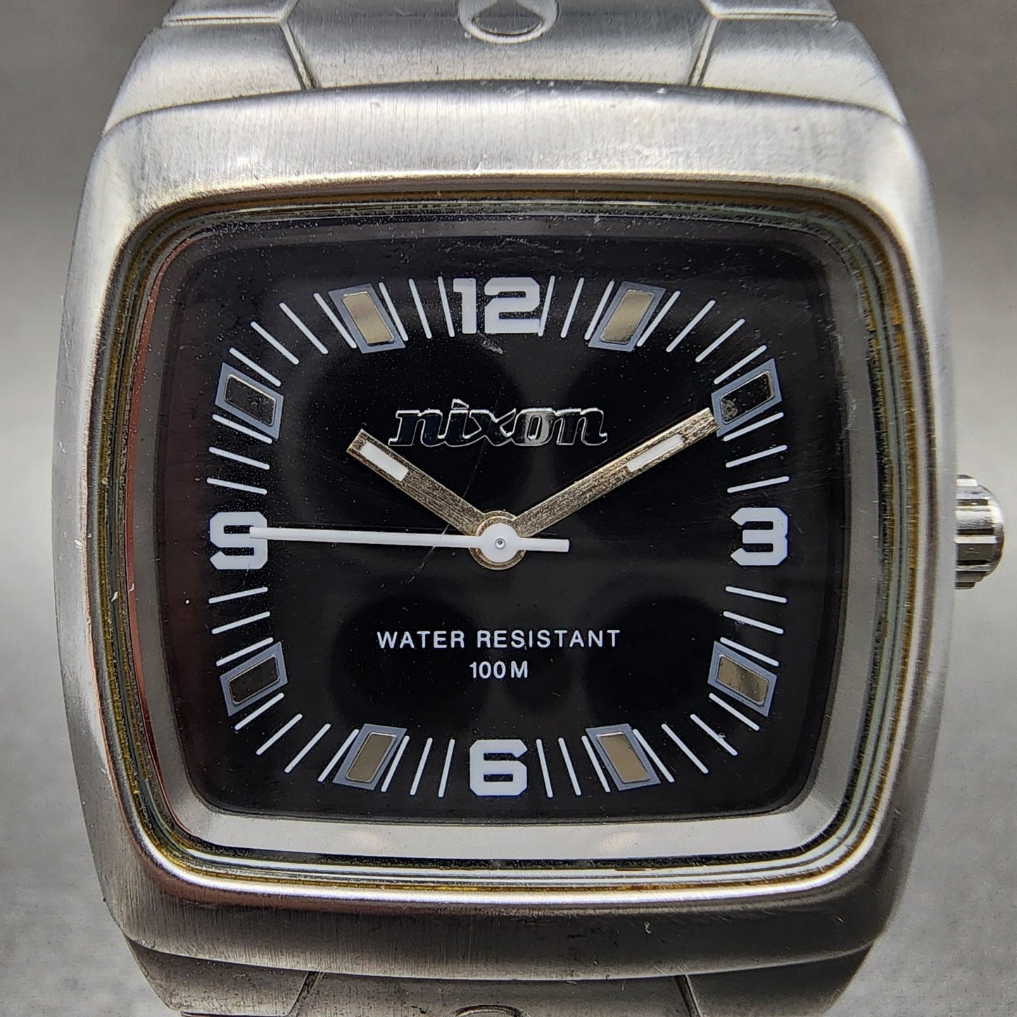 Nixon The Manual Watch Women 32mm Black Dial Silver Tone Rectangle New Battery1