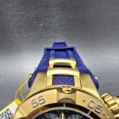 Invicta Sub Aqua Chronograph Triple Calendar Watch Men 50mm Blue Dial Gold Runs4