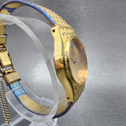Seiko watch Women 18mm Gold Dial Gold Tone Oval V4015310 New Battery Vintage3