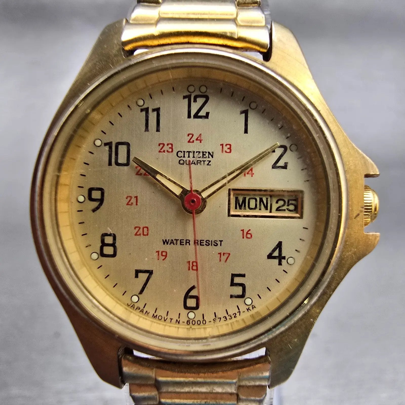Citizen Watch Women 25mm Gold Dial Gold Tone Daydate Round 6000-S27182 New Batt1