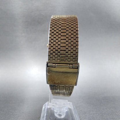 Pulsar Tank Watch Men 31mm Gold Dial Gold Tone Rectangle Y1005599 New battery7