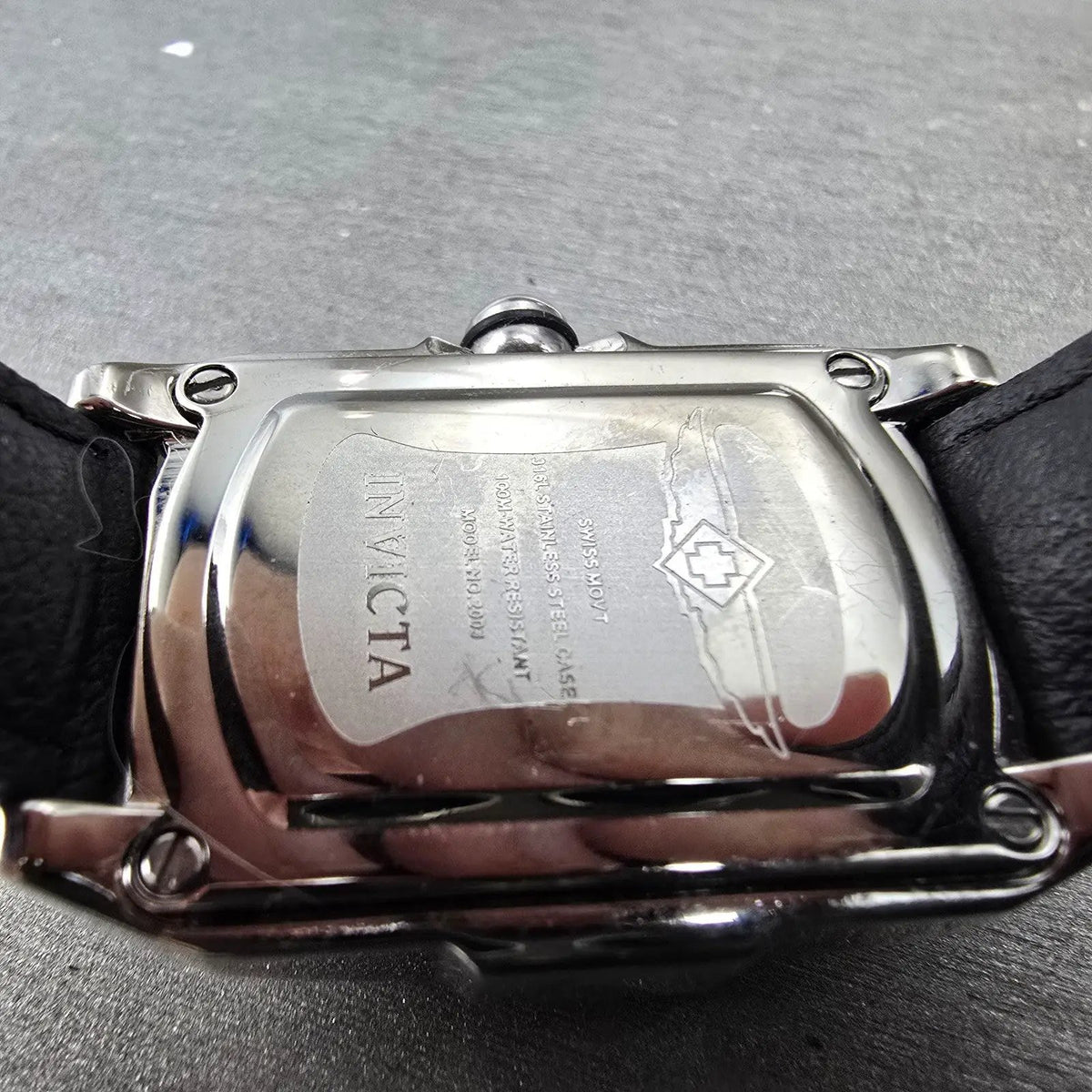 Invicta Lupah Watch Women 29mm Blac Dial Silver Rectangle 2003 New Battery 569