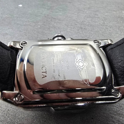 Invicta Lupah Watch Women 29mm Blac Dial Silver Rectangle 2003 New Battery 569
