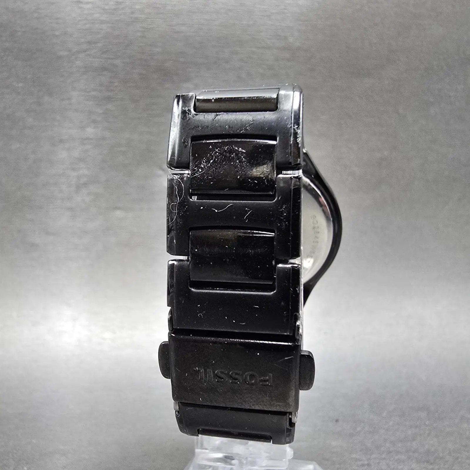 Fossil Watch Women 36mm Black Dial Black tone Daydate Round BQ2645 New Battery7