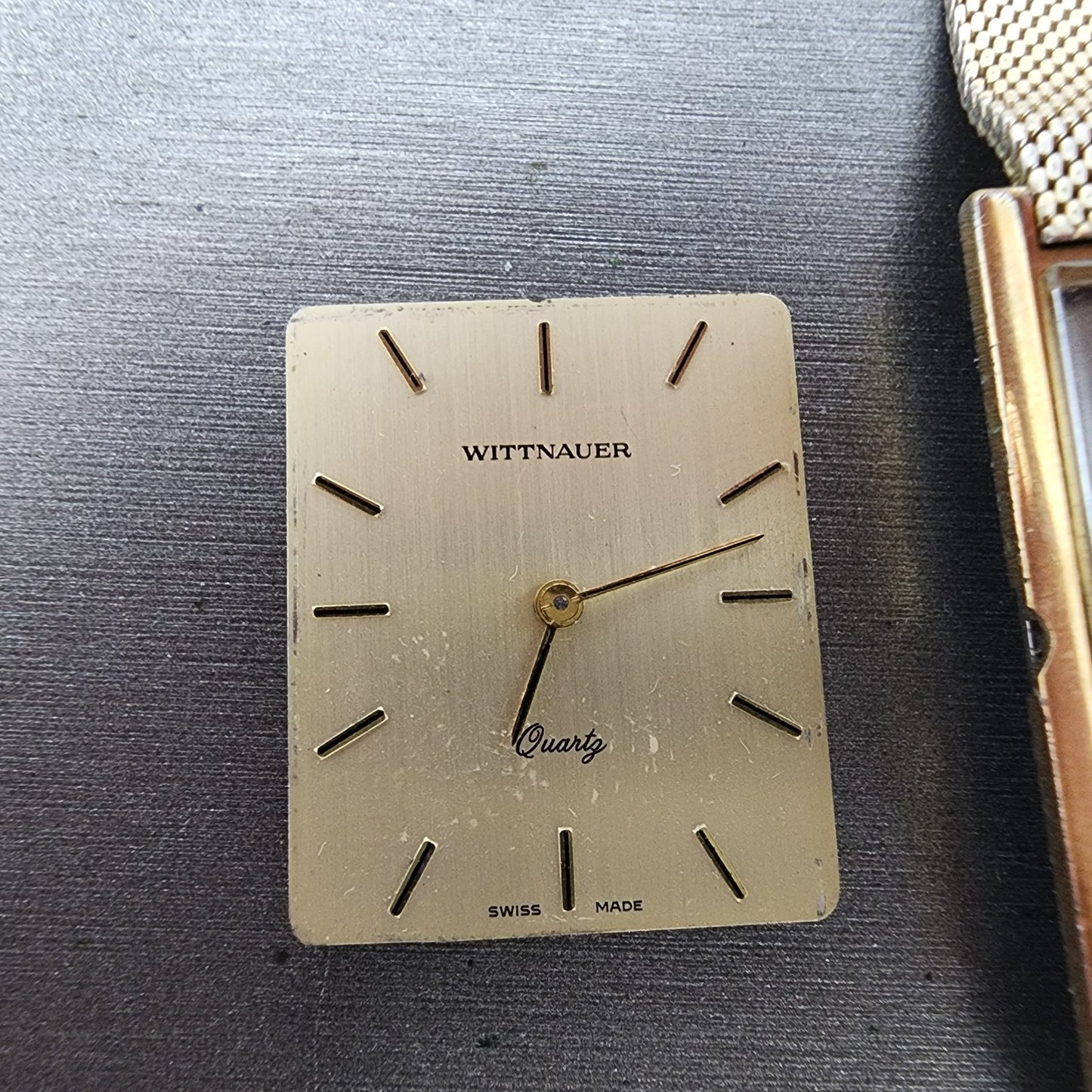 Wittnauer Tank Watch Men 26mm Gold Dial Gold Tone Rectangle PARTS3