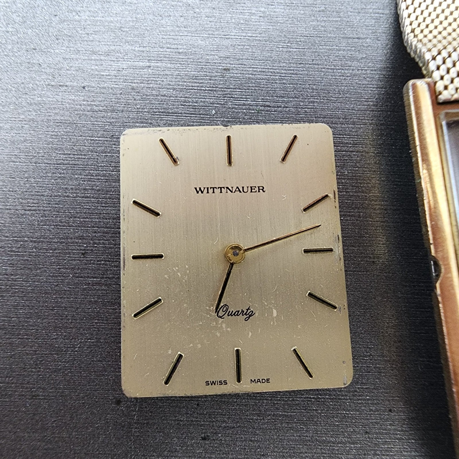 Wittnauer Tank Watch Men 26mm Gold Dial Gold Tone Rectangle PARTS3