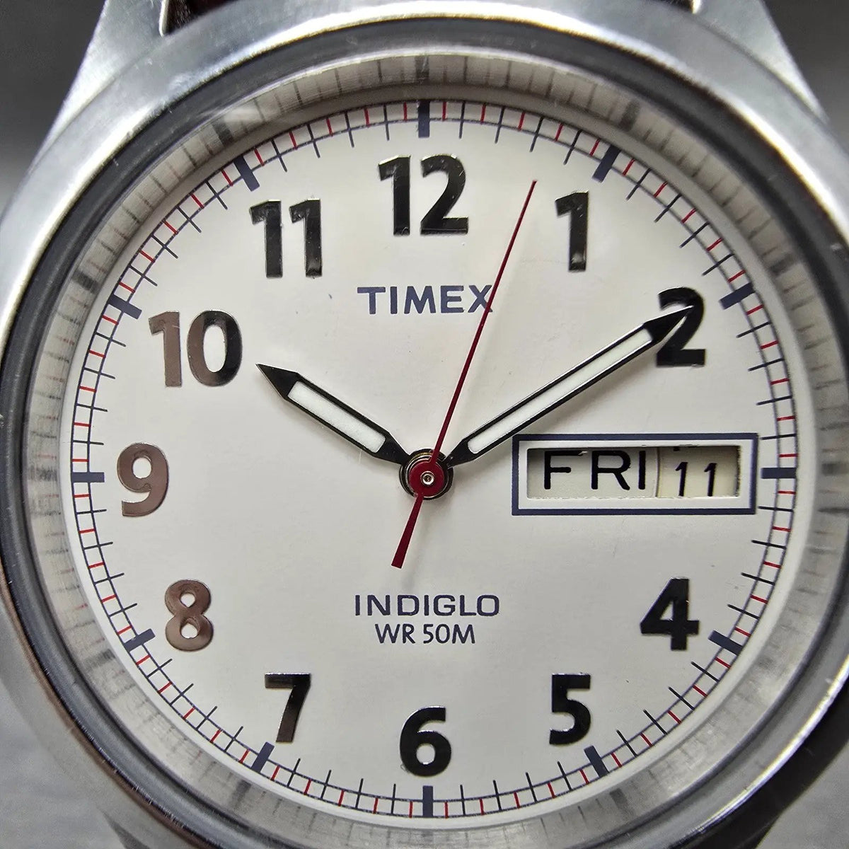 Timex Easy Reader Watch Men 36mm White Dial Silver Daydate Indiglo New Battery1