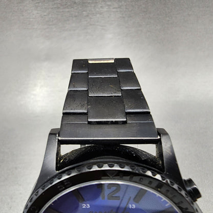 Bulova Caravelle Chronograph Watch Men 44mm Blue Dial Black Tone Round New batt4