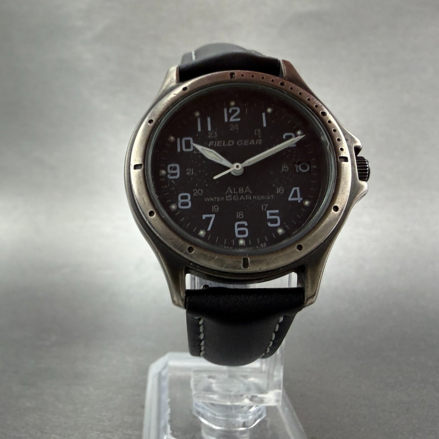 ALBA Field Gear Watch Men 34mm Black Dial Gray Tone Date Round New Battery5