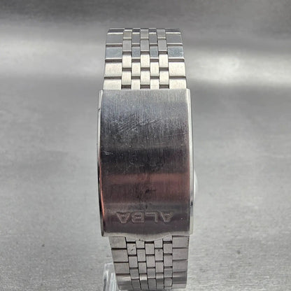 Seiko Alba Watch Men 34mm White Dial Silver Tone Daydate V743-8A10 New Battery H7