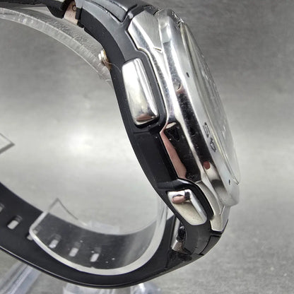 Casio WVA-470 Watch Men 42mm Black Silver Wave Ceptor Alarm Chronograph Round 783