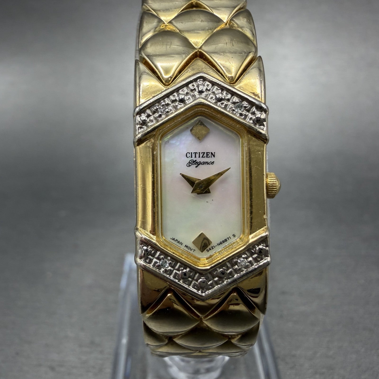 Citizen Elegance Watch Women 14mm MOP Dial Gold Tone 5421-S65670 New Battery BC0